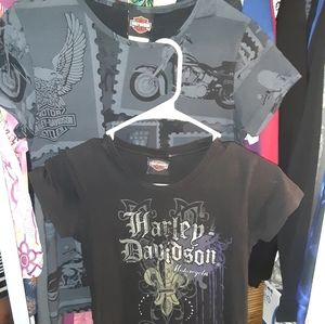 2 women's Harley Davidson tshirts